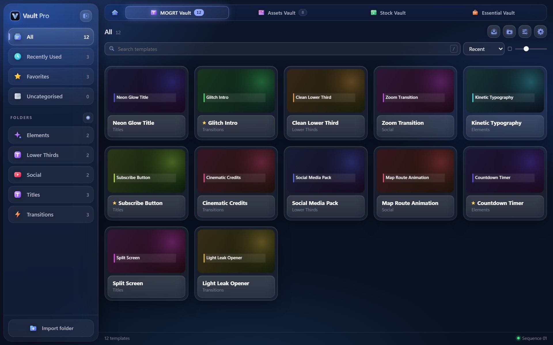Template library with folders